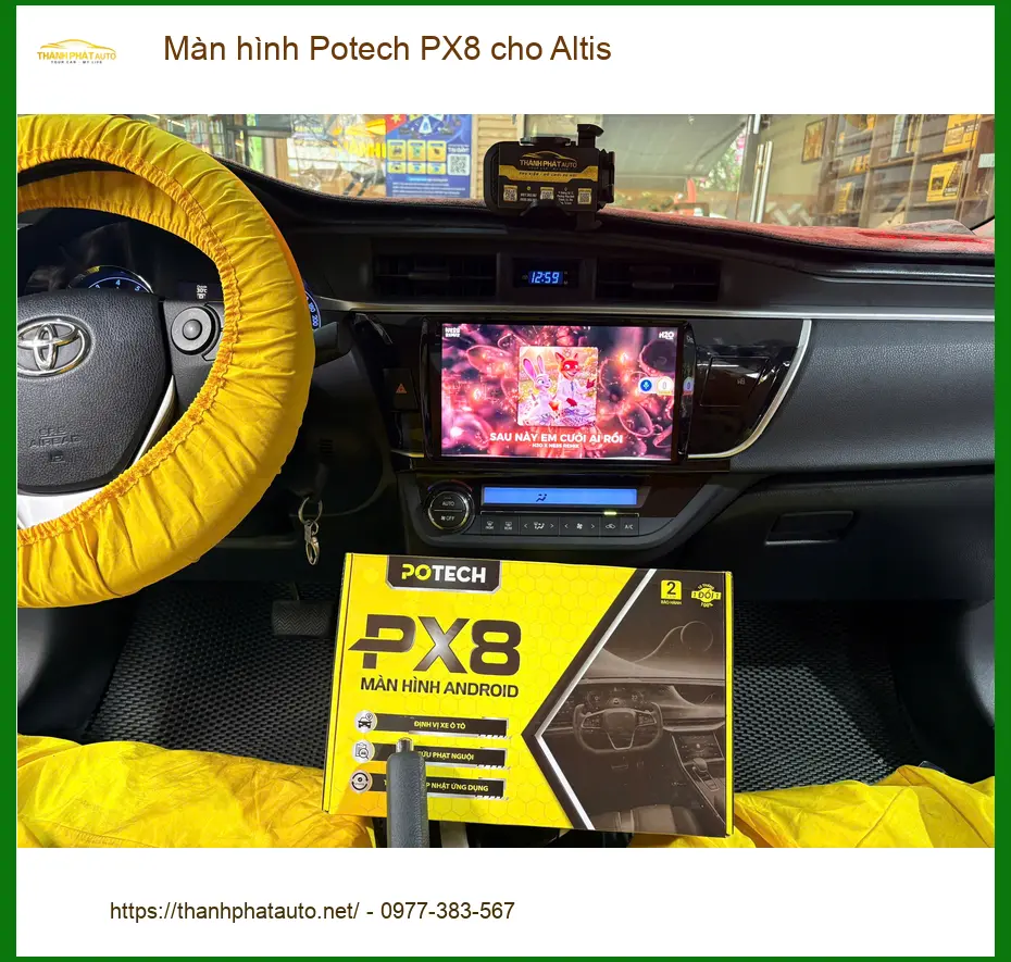 Chú Thiện lắp màn hình Potech PX8 cho Altis ở Quận 9 để nâng cấp trải nghiệm lái xe