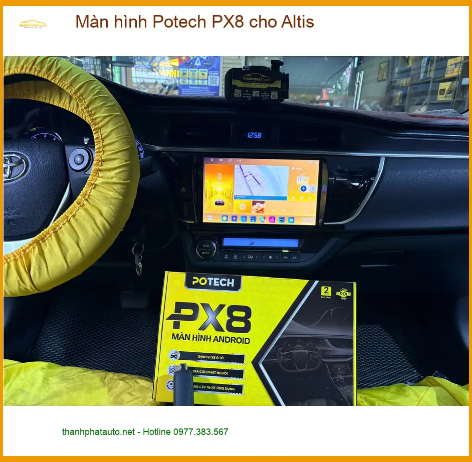 Anh Tấn lắp Màn hình Potech PX8 cho Altis tại Quận 2 để nâng cấp trải nghiệm lái