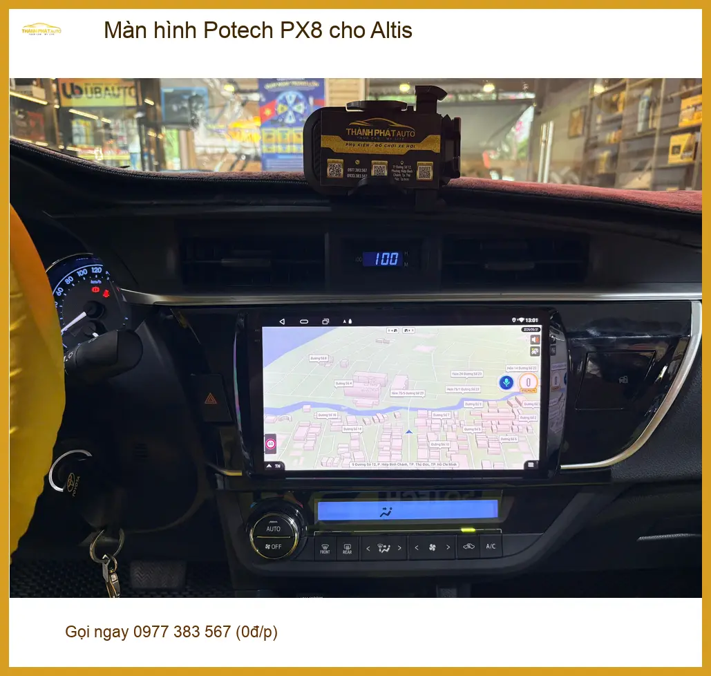 Anh Duy lắp màn hình Potech PX8 cho Altis tại Quận 12 vì màn hình zin quá ít tính năng