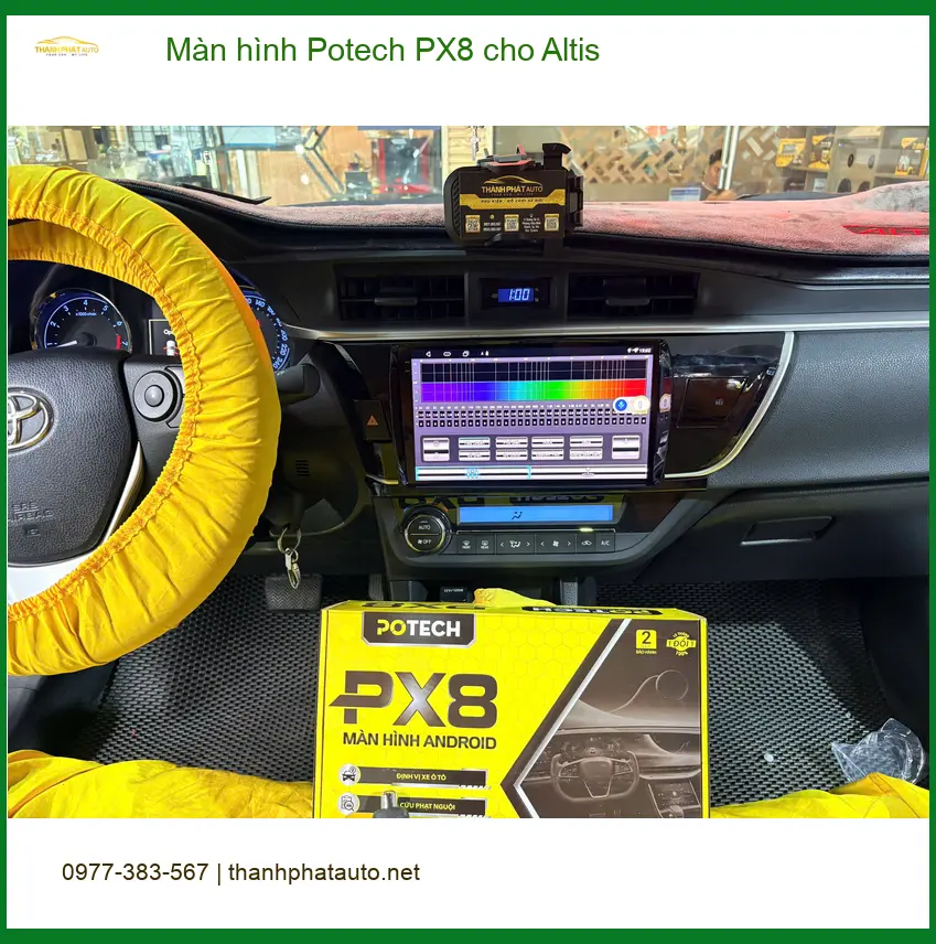 Chú Cường nâng cấp màn hình Potech PX8 cho Altis tại Quận Thủ Đức để có nhiều tính năng giải trí hơn