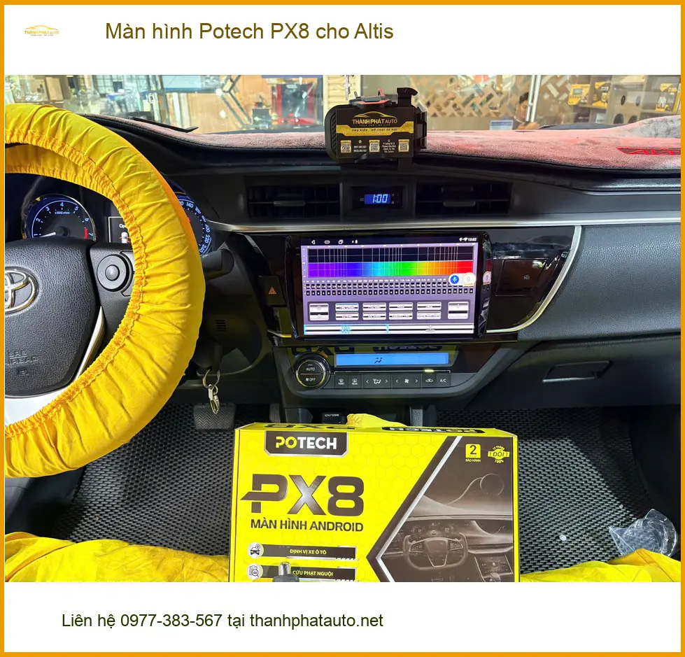 Anh Kiên lắp màn hình Potech PX8 cho Altis tại Quận 10, nâng cấp tiện nghi
