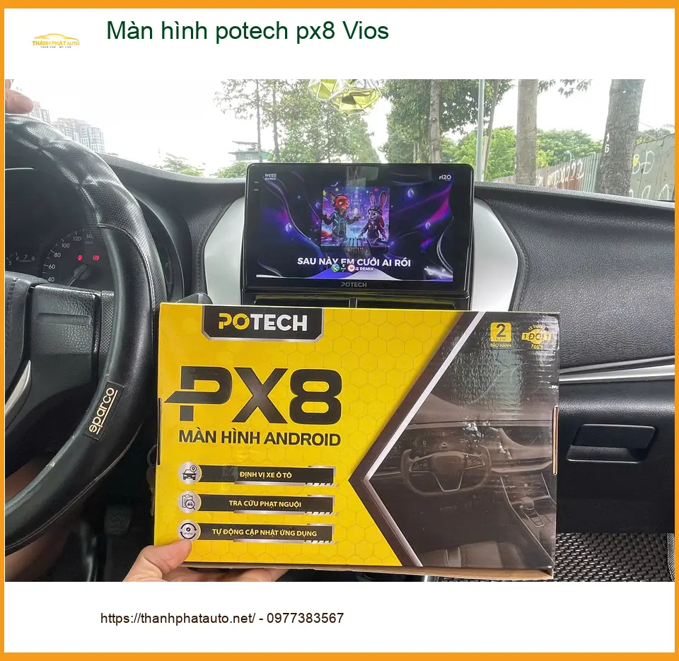 Chị Mai nâng cấp màn hình Potech PX8 cho Vios tại Quận 9 vì màn zin quá cũ và thiếu tính năng