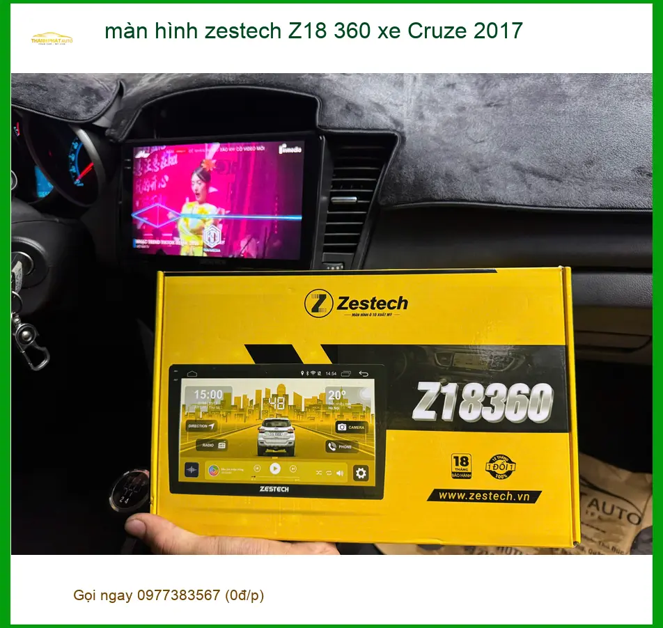 Anh Khang lắp màn hình Zestech Z18 360 cho Cruze 2017 tại Quận 2 để dễ đậu xe hơn ảnh thực tế 2