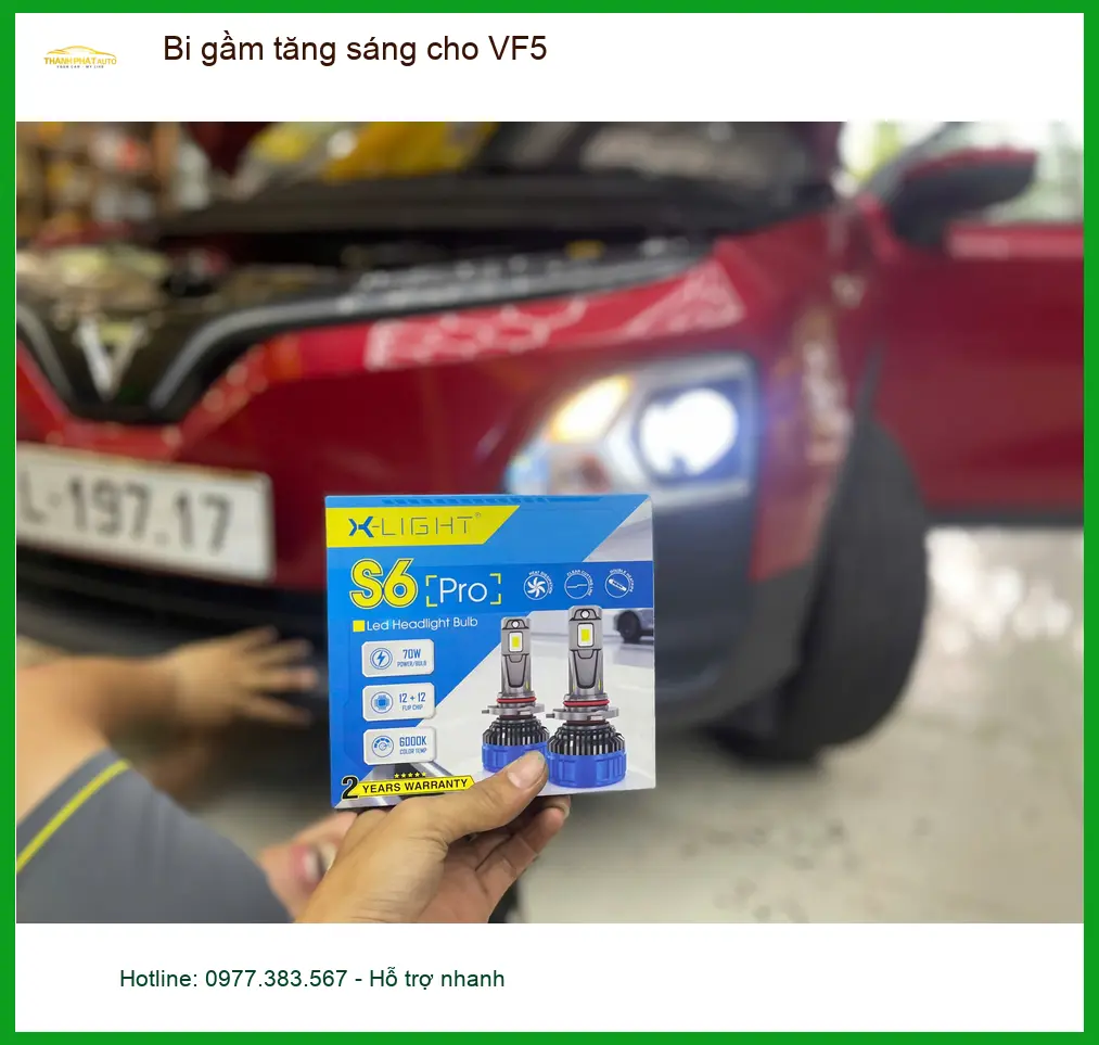 Chú Minh nâng cấp bi gầm tăng sáng cho VF5 ở Quận 2 vì đèn zin kém
