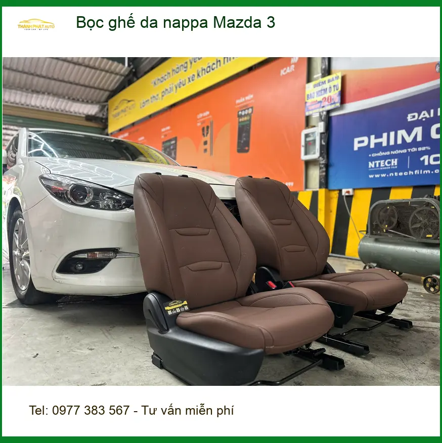 Anh Lâm bọc ghế da Nappa cho Mazda 3 tại Quận 12 để nội thất thêm sang trọng và bền đẹp ảnh thực tế 3