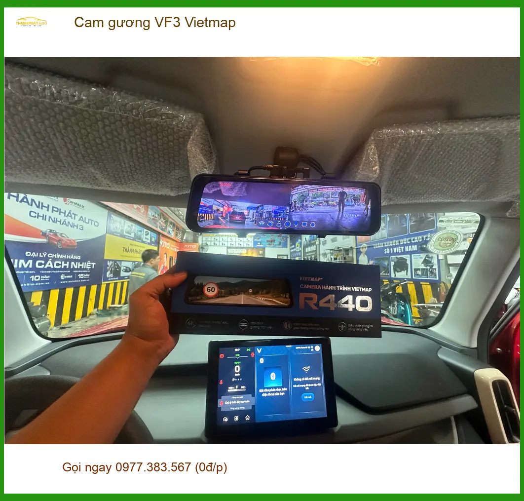 Chị Mai Anh lắp cam gương Vietmap cho VinFast VF3 tại Quận 2 để lái xe an toàn hơn ảnh thực tế 4