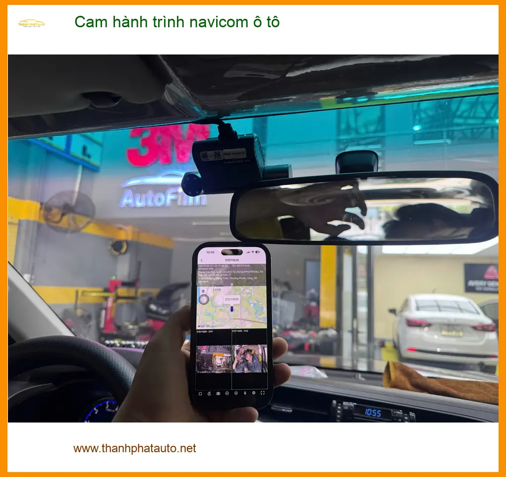 Chị Thanh lắp Cam hành trình Navicom ô tô cho Hyundai Santa Fe tại Quận 8