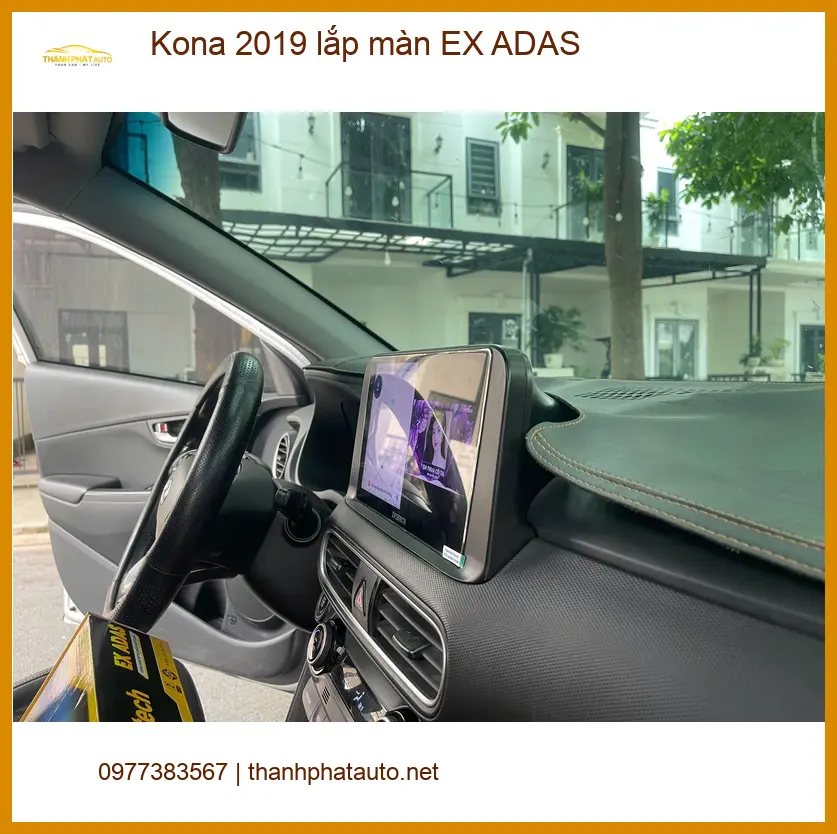 Anh Khải lắp màn hình EX ADAS cho Kona 2019 tại Quận Bình Chánh để lái xe an toàn ảnh thực tế 2