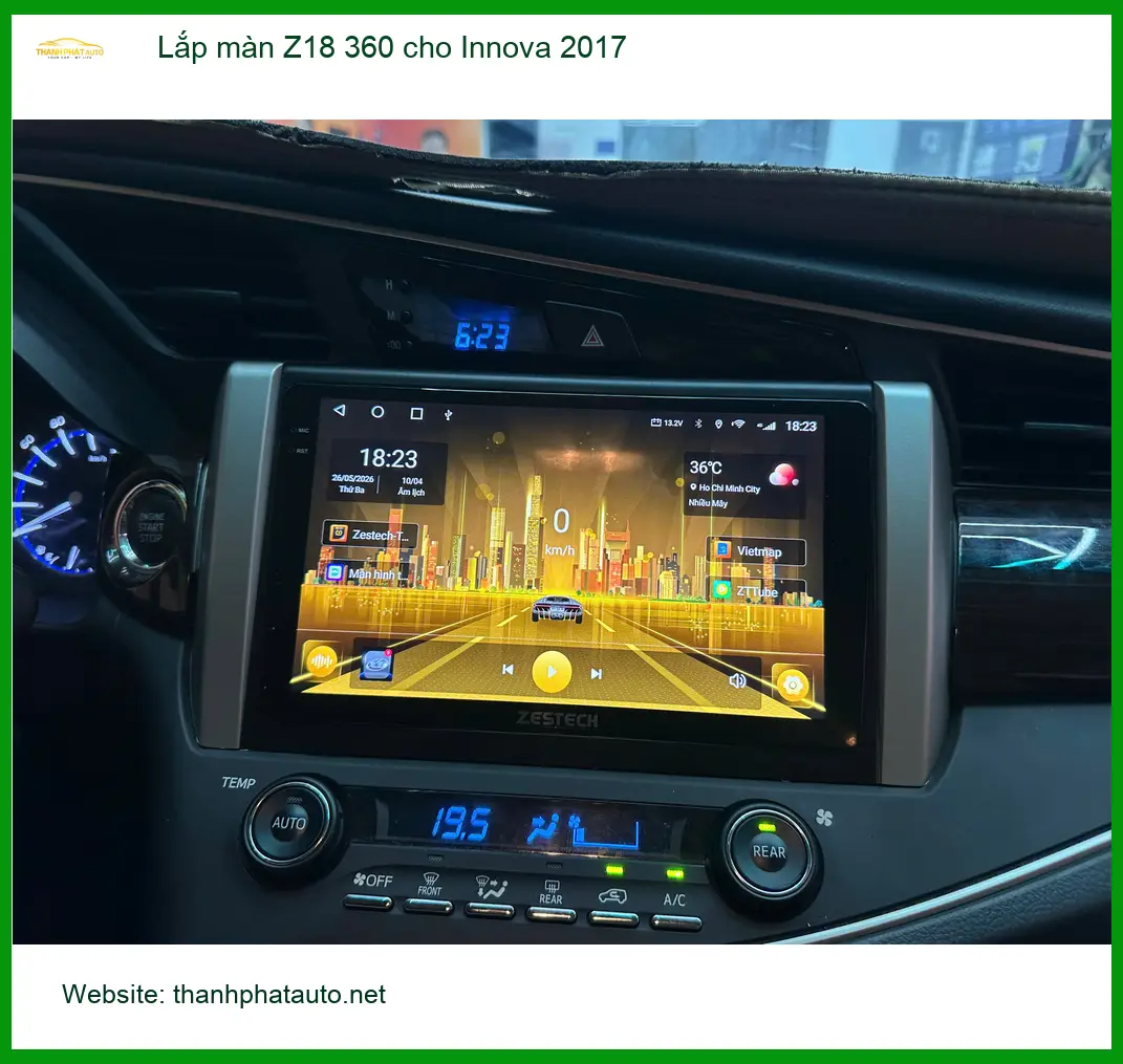 Anh Quang lắp màn Z18 360 cho Innova 2017 ở Bình Thạnh để lùi xe an toàn ảnh thực tế 2