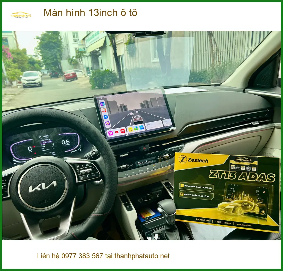 Anh Đạt lắp màn hình 13inch ô tô Kia Carnival Hóc Môn, tăng tiện ích