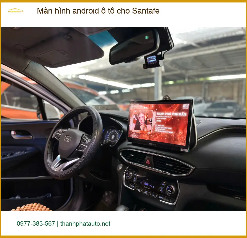 Chú Bình lắp màn hình Android ô tô cho Santafe ở Quận 9 để nâng cấp tiện ích ảnh thực tế 4