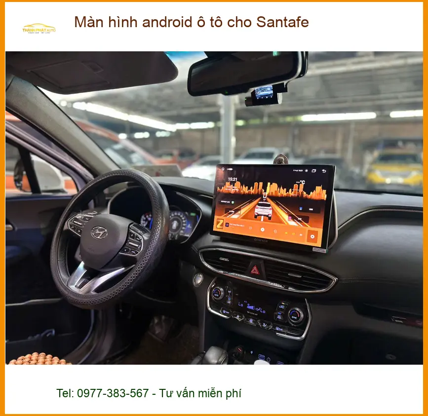 Anh Thạch lắp màn hình Android ô tô Santafe tại Quận 12 để xem bản đồ và giải trí ảnh thực tế 4