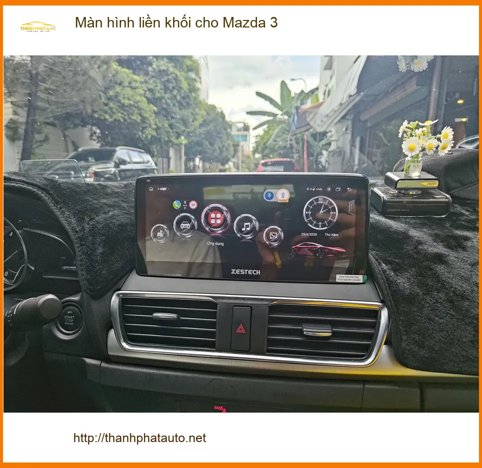 Chị Hằng lắp màn hình liền khối cho Mazda 3 tại Cần Giờ sau khi màn hình zin gặp trục trặc ảnh thực tế 2