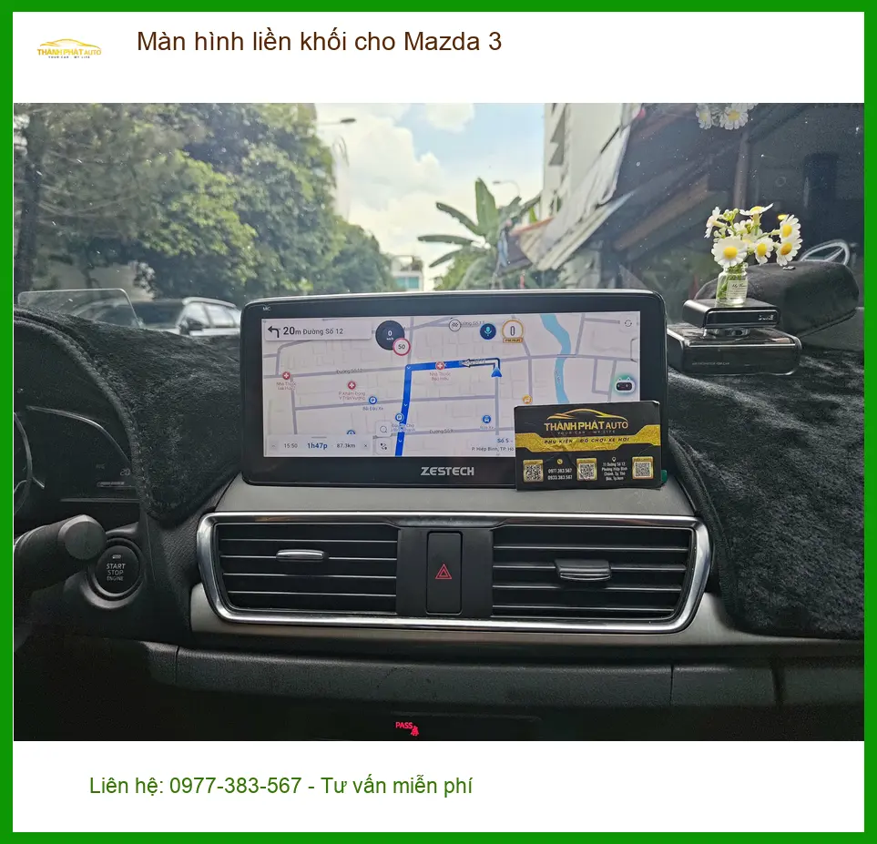 Chị Hằng lắp màn hình liền khối cho Mazda 3 tại Cần Giờ sau khi màn hình zin gặp trục trặc ảnh thực tế 3