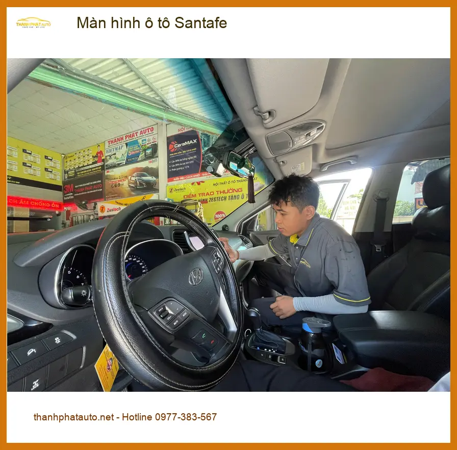 Chú Bằng lắp màn hình ô tô Santafe tại Quận 11 vì màn hình zin cũ chậm và giật ảnh thực tế 5