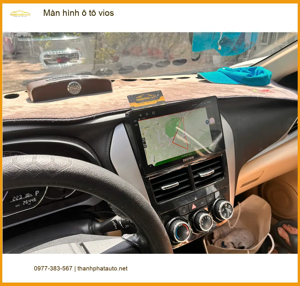 Anh Long lắp màn hình Android cho Toyota Vios tại Cần Giờ để tiện xem bản đồ