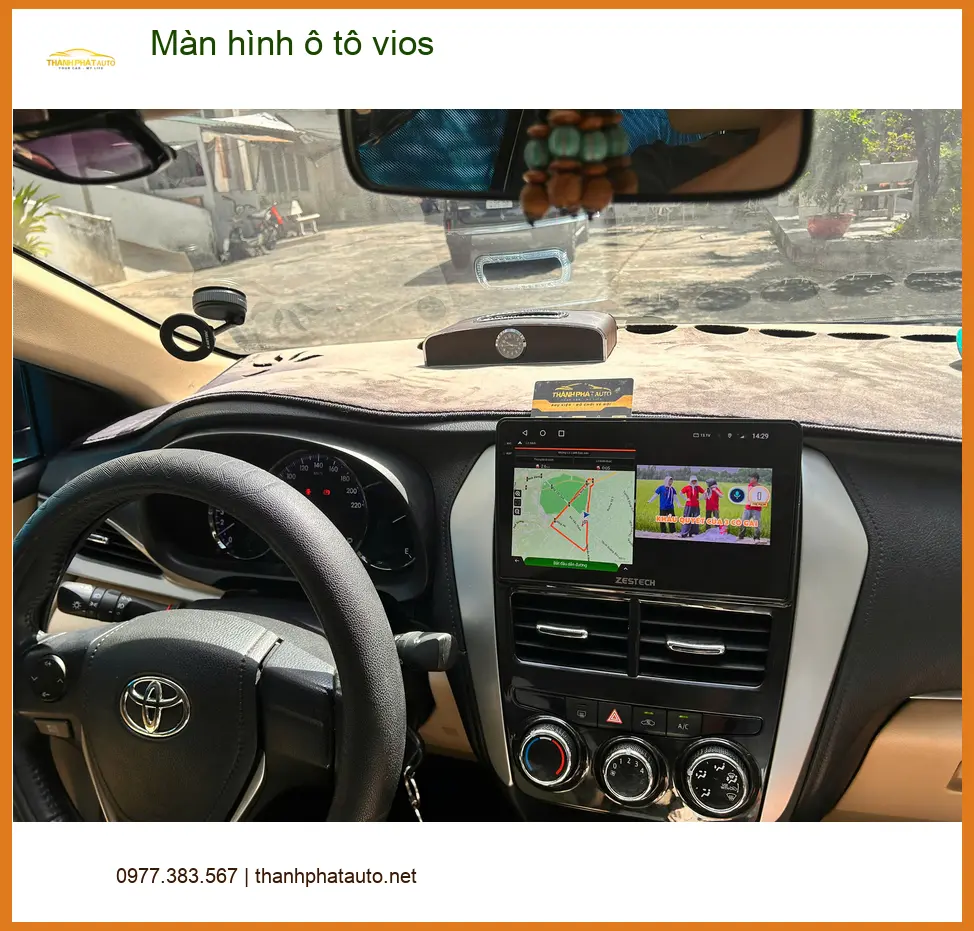 Cô Thoa lắp màn hình ô tô Vios tại Quận Tân Phú để xem YouTube và dẫn đường. ảnh thực tế 4