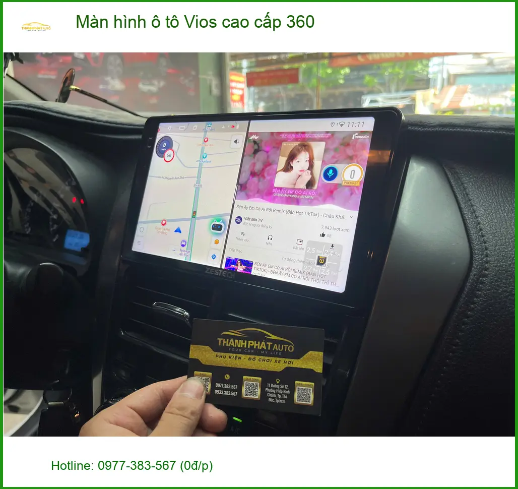 Bác Thanh lắp màn hình ô tô Vios cao cấp 360 tại Quận 2 để tiện quan sát khi lùi