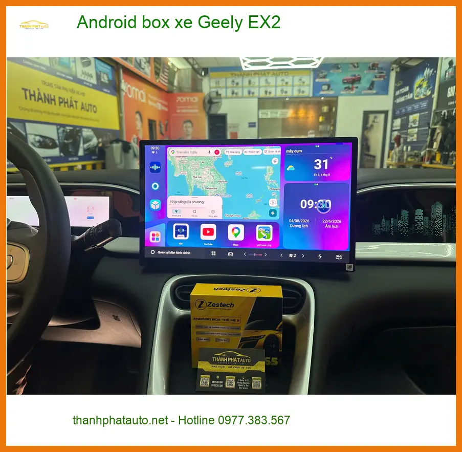 Chị Diễm nâng cấp Android box xe Geely EX2 tại Quận 2 biến màn zin thành Smart TV