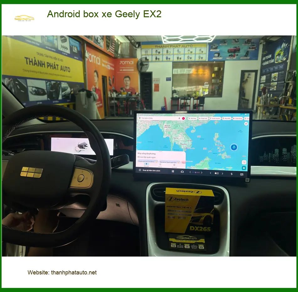 Anh Quang lắp Android box xe Geely EX2 tại Quận Gò Vấp để xem YouTube và dẫn đường