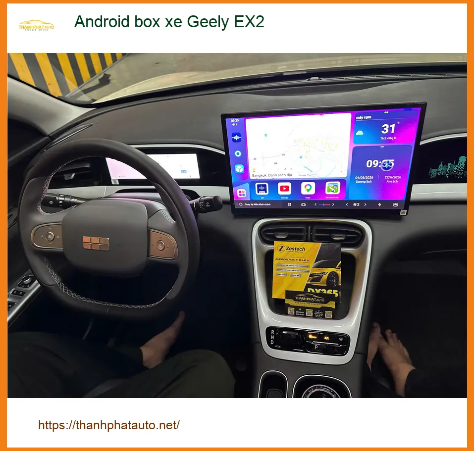Cô Thảo gắn Android box xe Geely EX2 ở Hóc Môn để lái xe thoải mái hơn ảnh thực tế 2