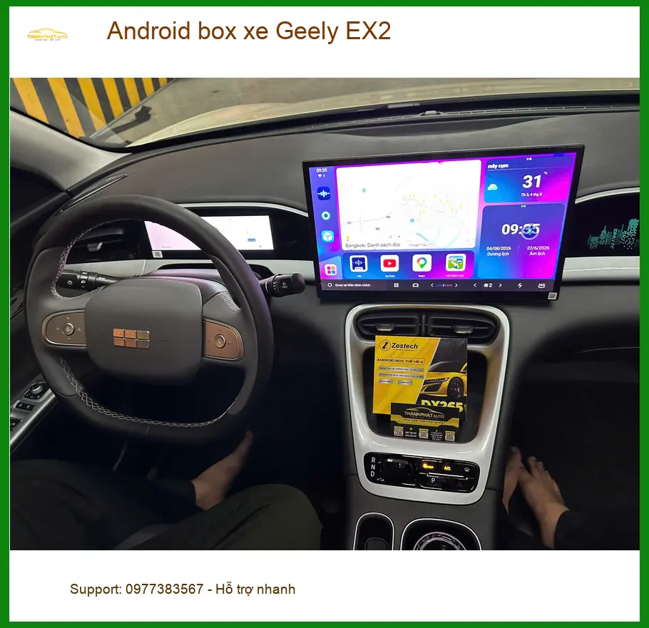 Chị Diễm nâng cấp Android box xe Geely EX2 tại Quận 2 biến màn zin thành Smart TV ảnh thực tế 2