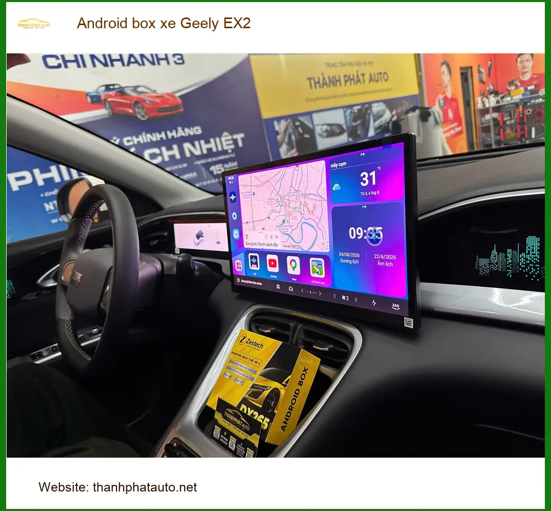 Chị Thư lắp Android box xe Geely EX2 tại Quận 7 để xem bản đồ, YouTube tiện lợi hơn ảnh thực tế 2
