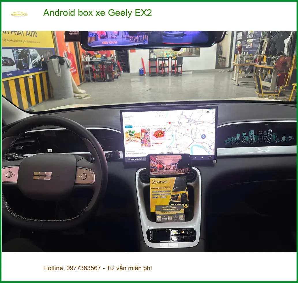 Chị Diễm nâng cấp Android box xe Geely EX2 tại Quận 2 biến màn zin thành Smart TV ảnh thực tế 3