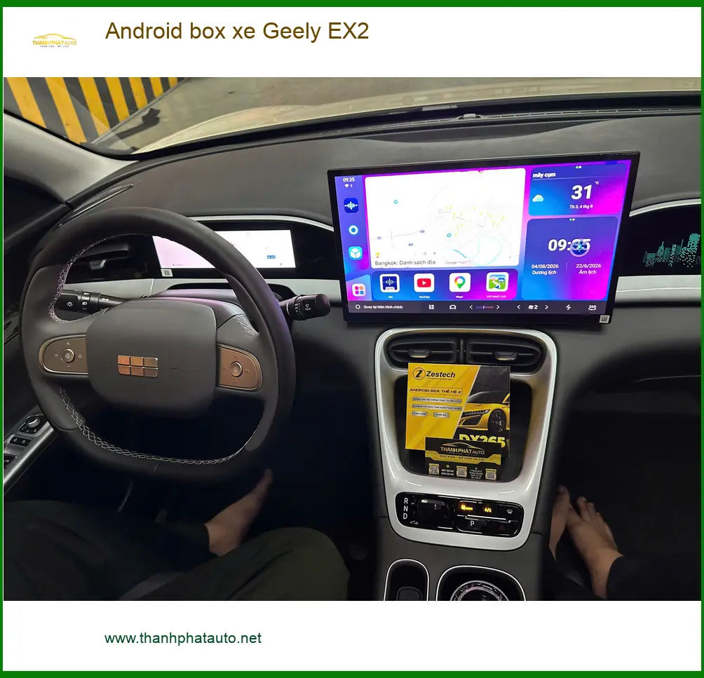 Anh Quang lắp Android box xe Geely EX2 tại Quận Gò Vấp để xem YouTube và dẫn đường ảnh thực tế 4