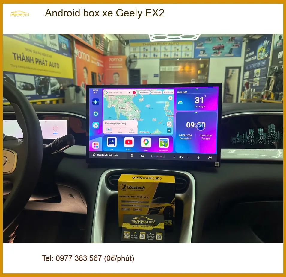 Chị Thư lắp Android box xe Geely EX2 tại Quận 7 để xem bản đồ, YouTube tiện lợi hơn ảnh thực tế 4