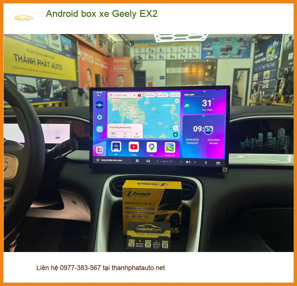 Anh Quang lắp Android box xe Geely EX2 tại Quận Gò Vấp để xem YouTube và dẫn đường ảnh thực tế 5