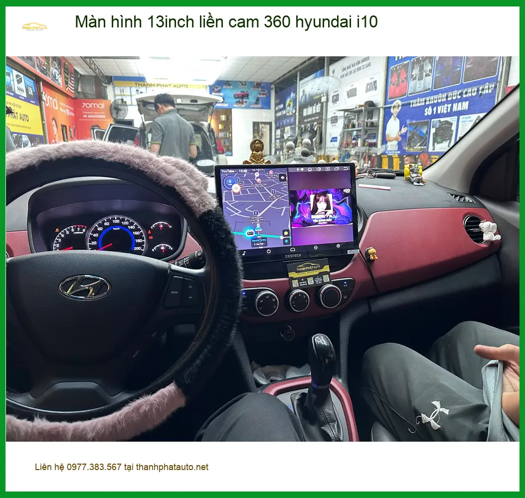 Anh Dũng lắp Màn hình 13inch liền cam 360 Hyundai i10 tại Quận 12 an toàn ảnh thực tế 2
