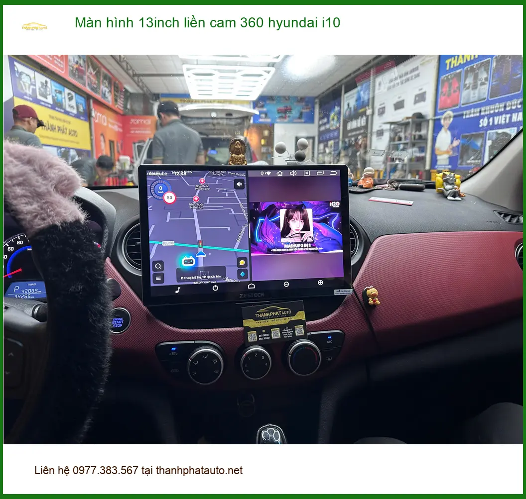 Anh Dũng lắp Màn hình 13inch liền cam 360 Hyundai i10 tại Quận 12 an toàn ảnh thực tế 4