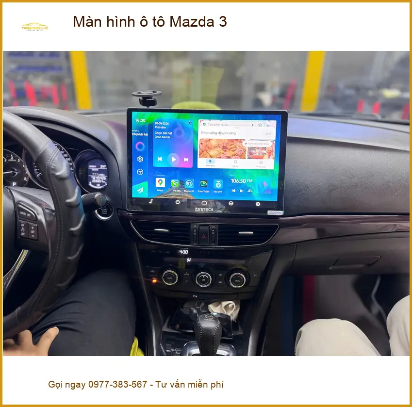 Anh Minh lắp màn hình ô tô Mazda 3 tại Quận 9 vì màn hình cũ đã hỏng ảnh thực tế 2