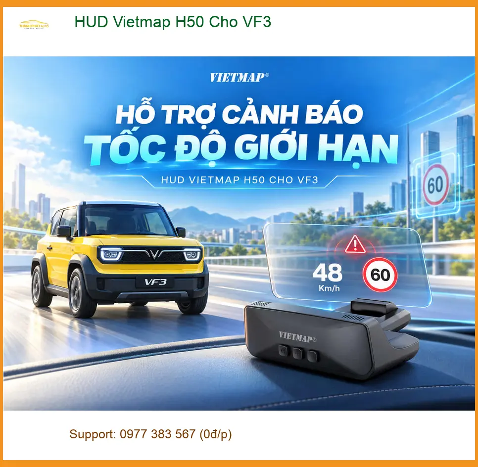 Chú Cường lắp HUD Vietmap H50 cho VinFast VF3 tại Quận 9 để lái xe an toàn hơn