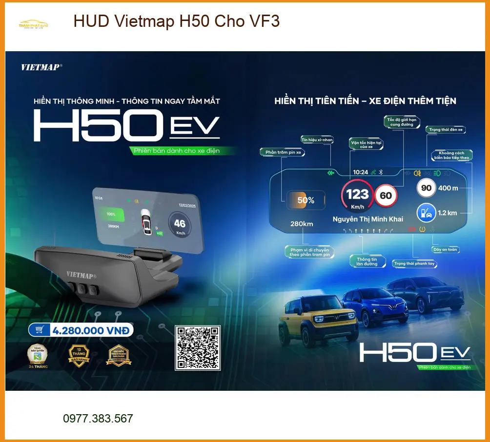 Chú Cường lắp HUD Vietmap H50 cho VinFast VF3 tại Quận 9 để lái xe an toàn hơn ảnh thực tế 3