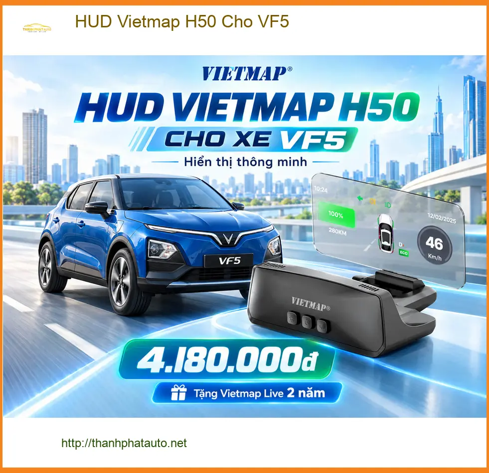 Anh Minh lắp HUD Vietmap H50 cho VinFast VF5 tại Quận 12 để lái xe an toàn hơn