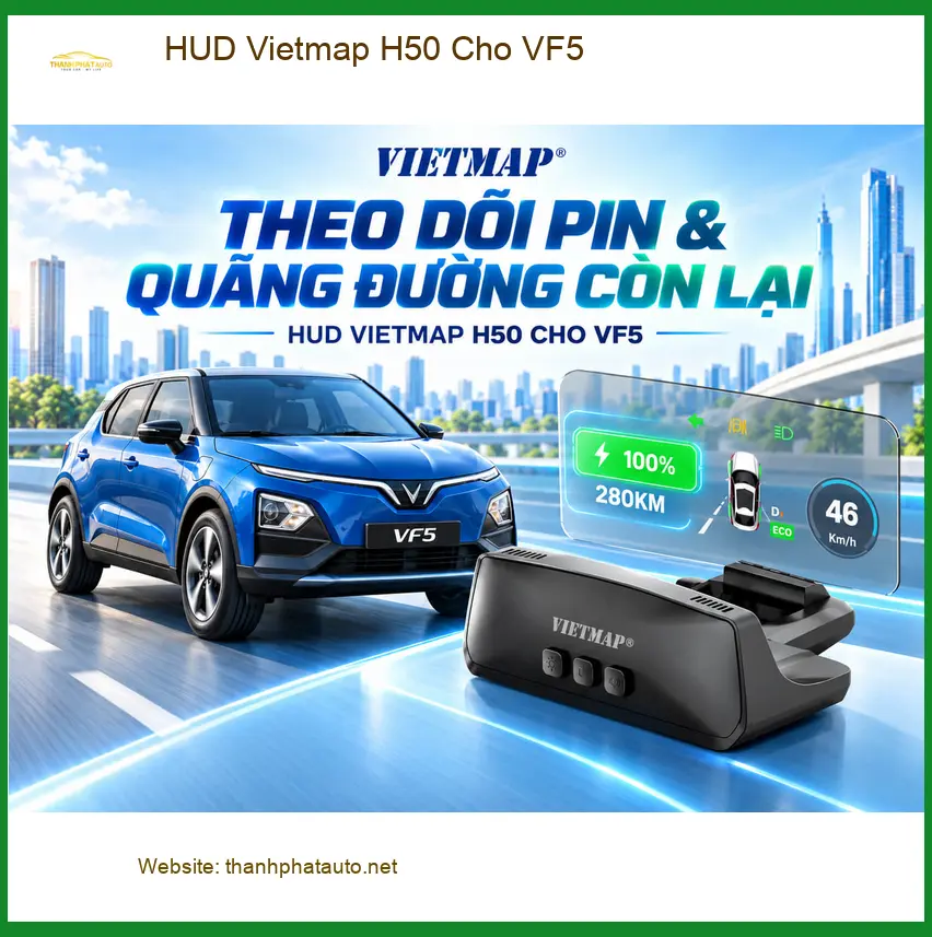 Anh Minh lắp HUD Vietmap H50 cho VinFast VF5 tại Quận 12 để lái xe an toàn hơn ảnh thực tế 2