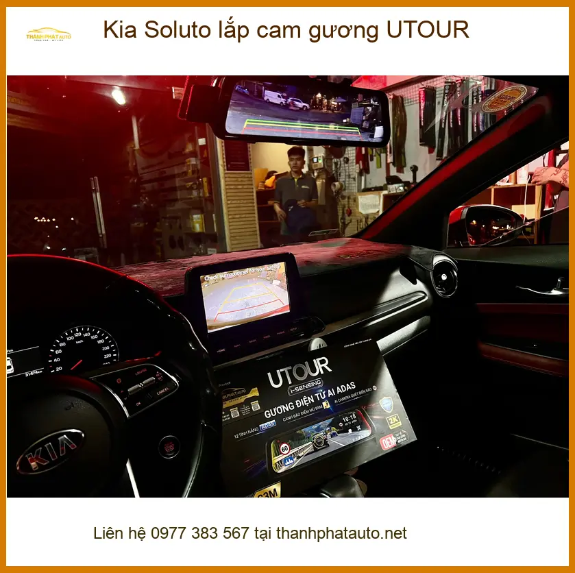 Anh Minh lắp cam gương UTOUR Kia Soluto chính hãng tại Thủ Đức