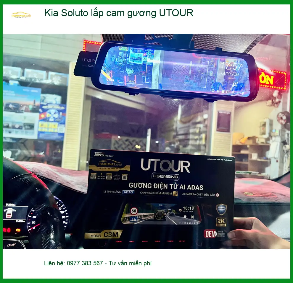 Anh Minh lắp cam gương UTOUR Kia Soluto chính hãng tại Thủ Đức ảnh thực tế 4
