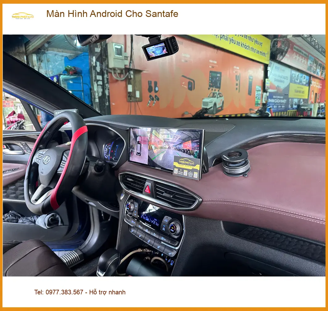 Chị Bích Lắp Màn Hình Android Cho Santafe Tại Quận 12 Để Con Tiện Xem Phim Khi Đi Học