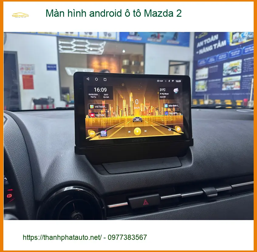 Chị Mai lắp màn hình android ô tô Mazda 2 ở Quận 12 chính hãng, giá tốt