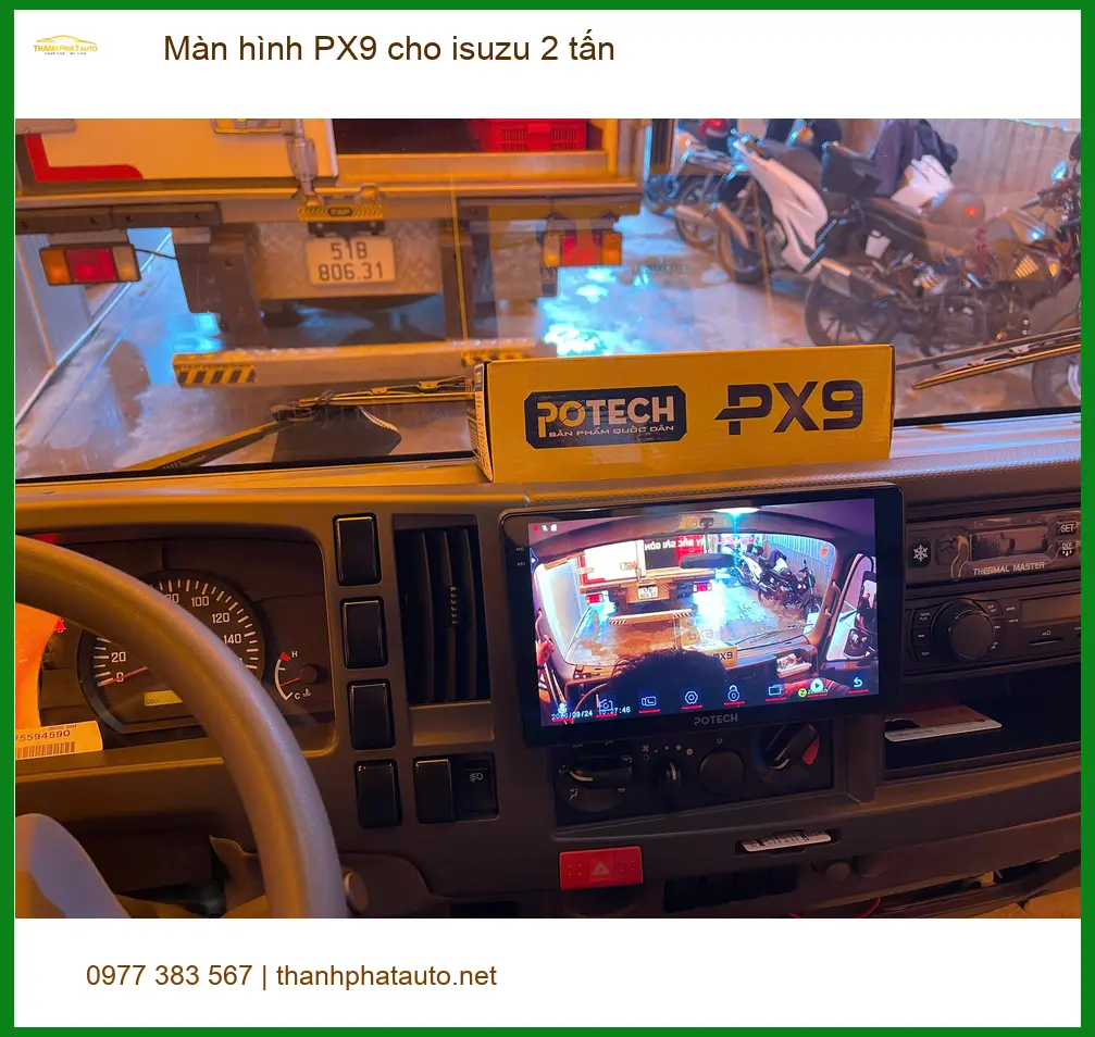 Anh Tấn lắp màn hình PX9 chính hãng cho Isuzu 2 tấn tại Quận 9