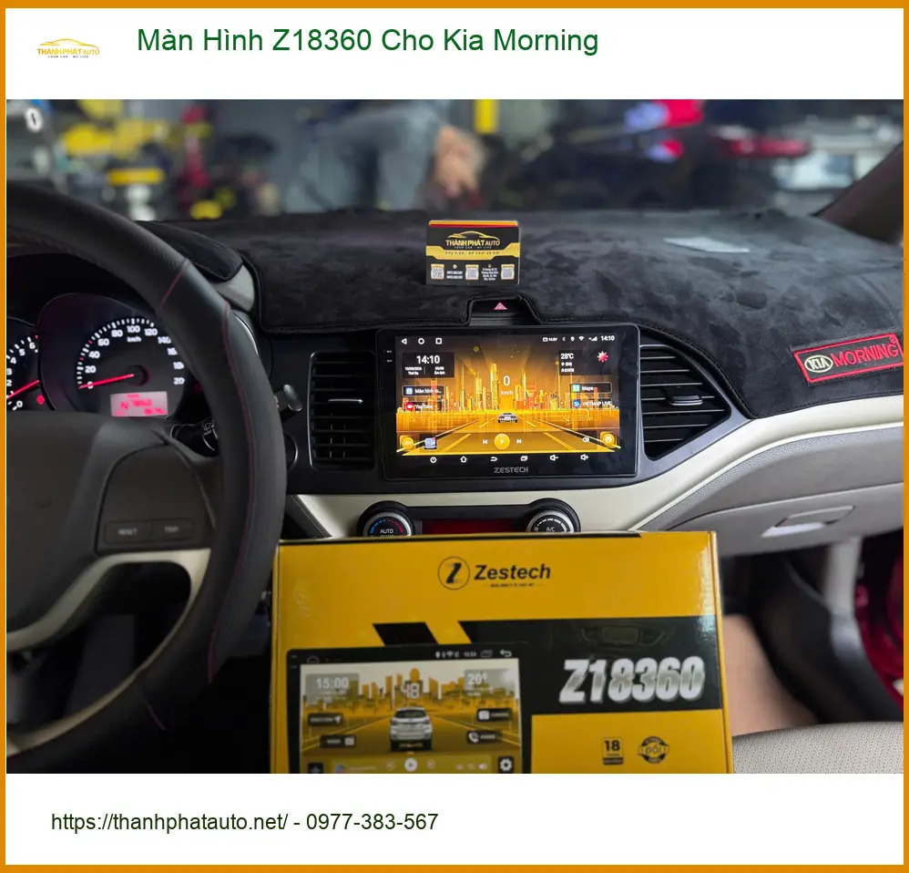 Cô Bích lắp Màn Hình Z18360 cho Kia Morning tại Quận 9 vì màn hình cũ đã quá lỗi thời