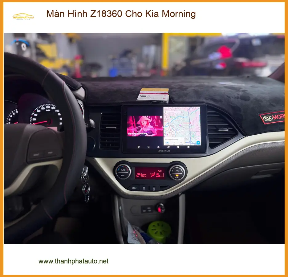 Cô Bích lắp Màn Hình Z18360 cho Kia Morning tại Quận 9 vì màn hình cũ đã quá lỗi thời ảnh thực tế 3