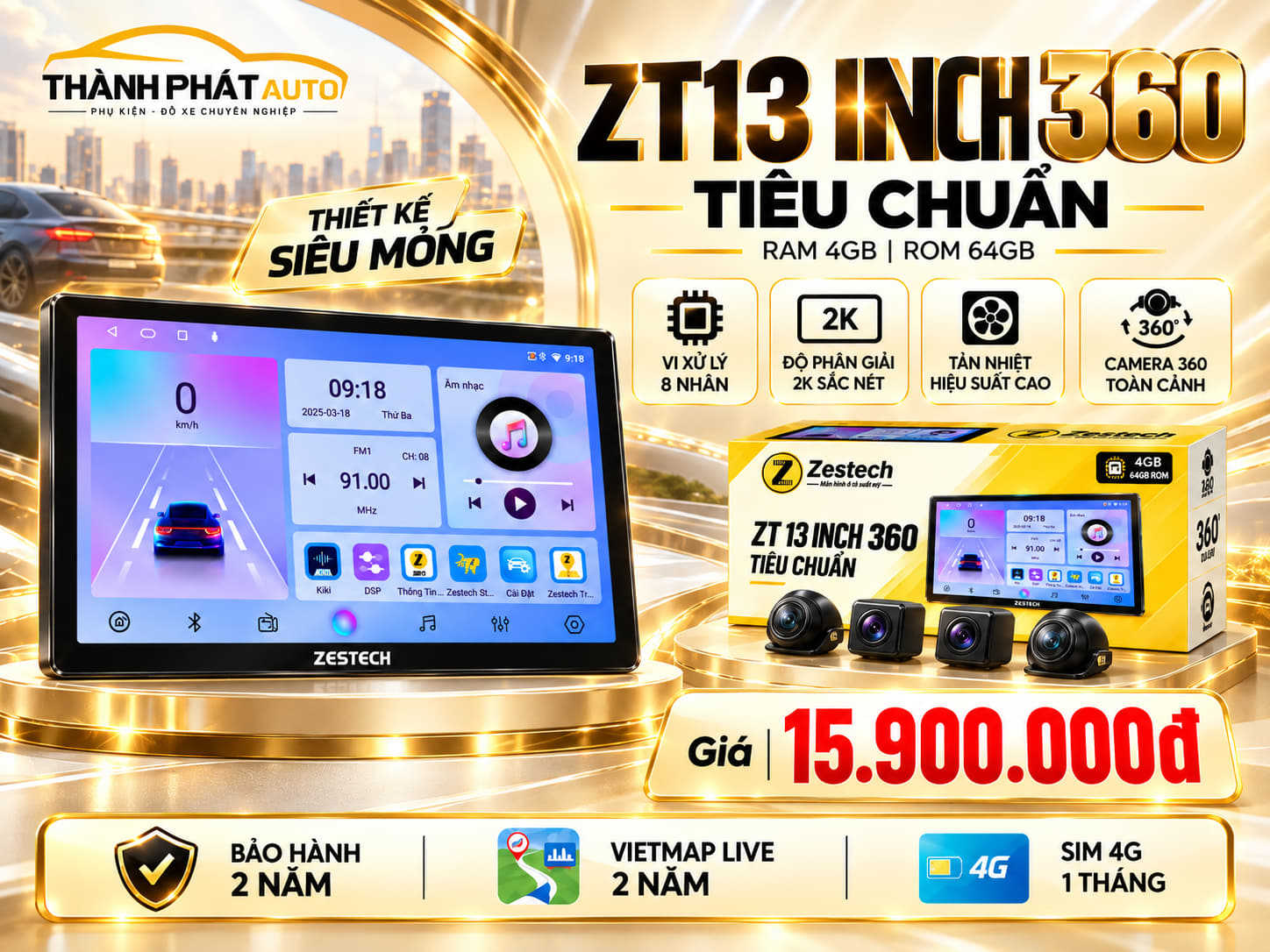 Màn Hình ZT13 Inch 360 Tiêu Chuẩn