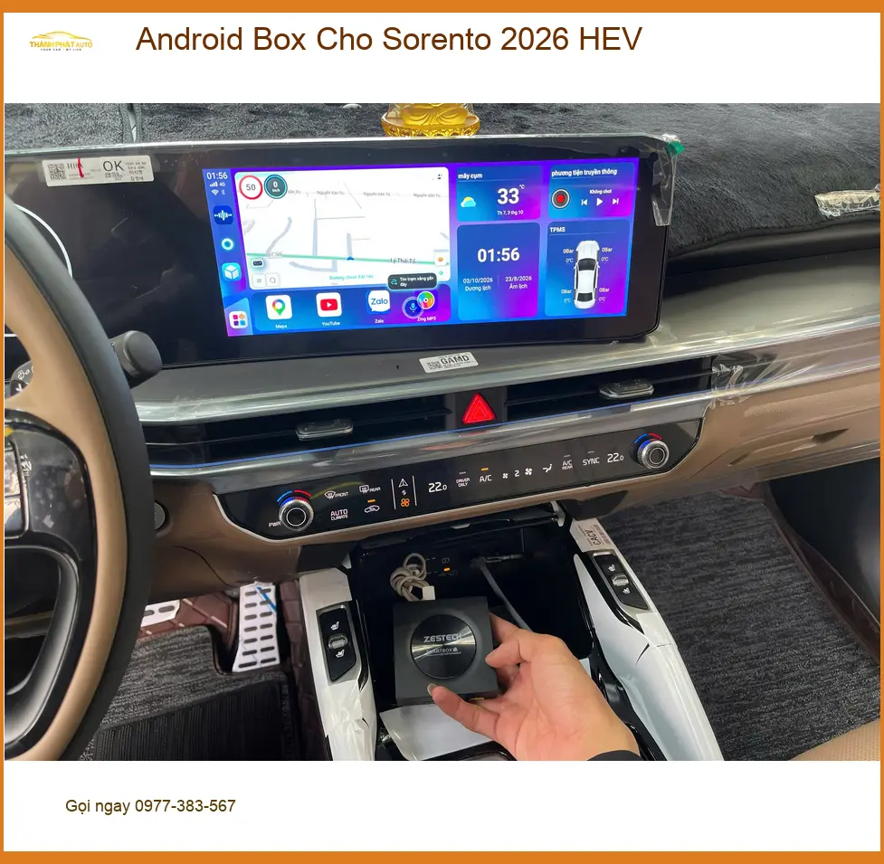 Cô Minh lắp Android Box cho Sorento 2026 HEV ở Quận 9 vì màn zin quá hạn chế ảnh thực tế 2