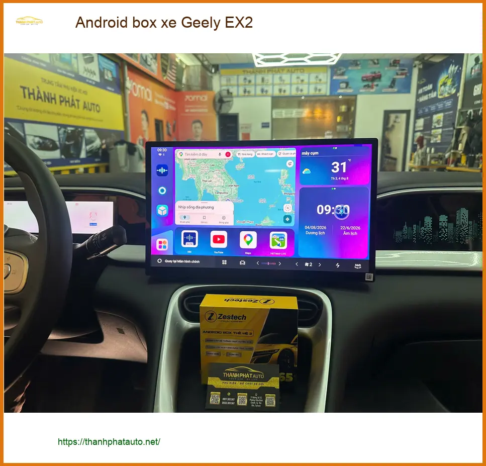 Chị Thanh lắp Android box xe Geely EX2 tại Quận 3 để xem YouTube không giật lag