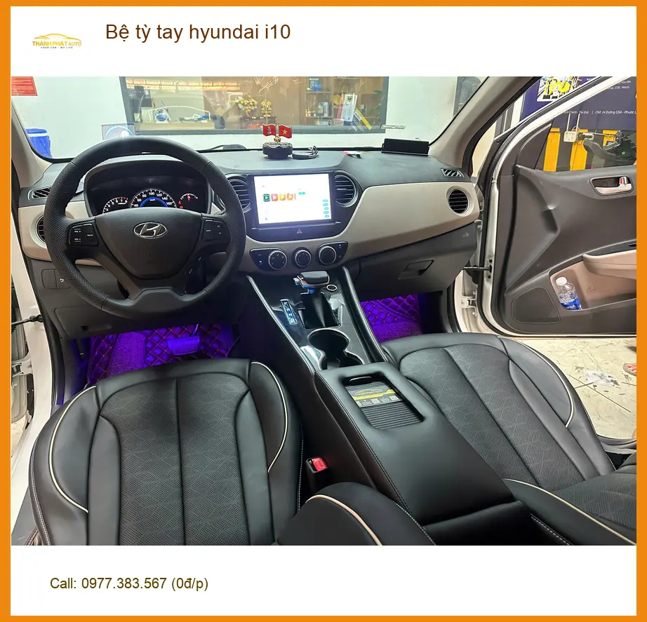 Chị Mai Anh lắp bệ tỳ tay Hyundai i10 tại Quận 3 để lái xe đường dài thoải mái hơn ảnh thực tế 2