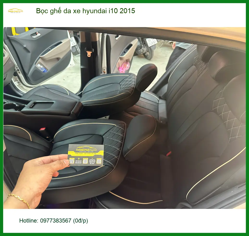 Khách Anh Minh bọc ghế da Hyundai i10 2015 tại Nhà Bè làm mới nội thất xe ảnh thực tế 2
